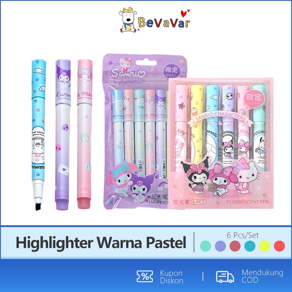 

KODE R75Z BEVAVAR Highlighter Pastel 6PCS Stabilo 1 Set Warna Warni