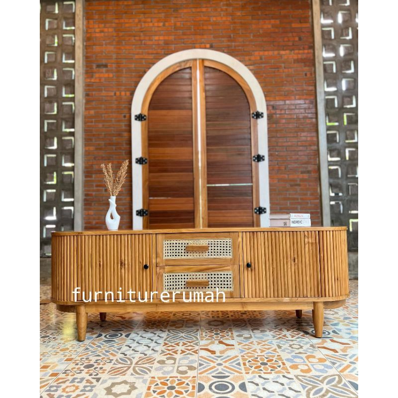 meja tv minimalis kayu jati, bufet tv kayu jati, buffer tv kayu jati minimalis