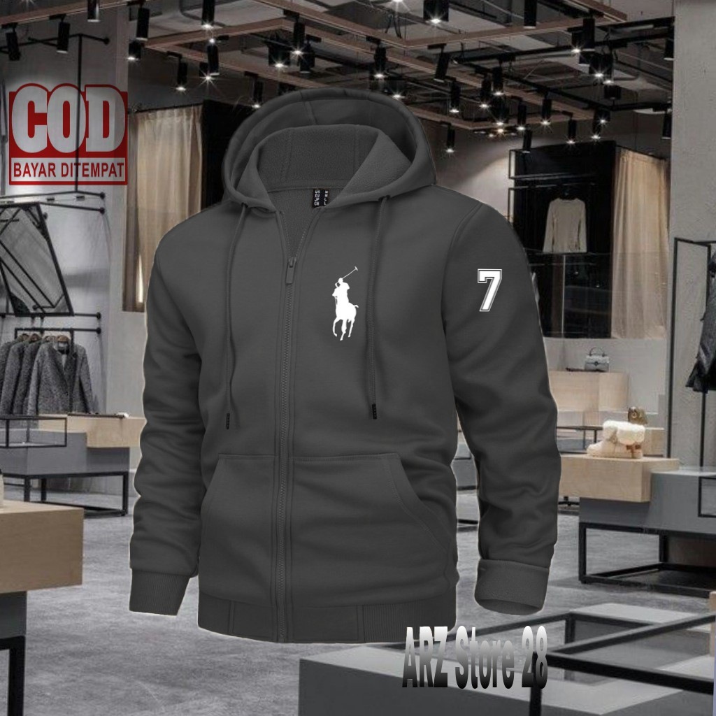 Terlaris  Free Jaket Resleting  Text Putih Polo 7  Sweater Terbaru Hoodie  Termurah Pakaian Pria Wan