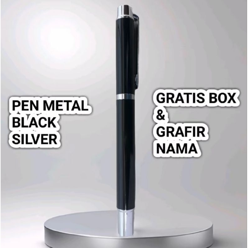 

Bulpoint Metal Mewah Exclusive Black Silver Free Grafir Nama/Logo + Box Mikka / Box Exclusive