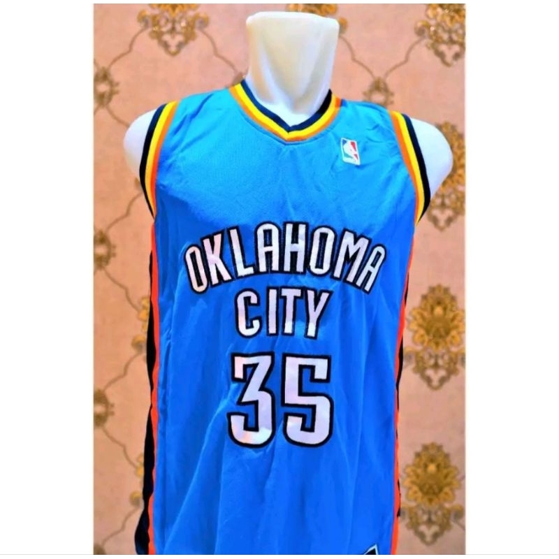Jersey Basketball Oklahoma City Biru Kevin Durant Jersey Basket Pria Wanita