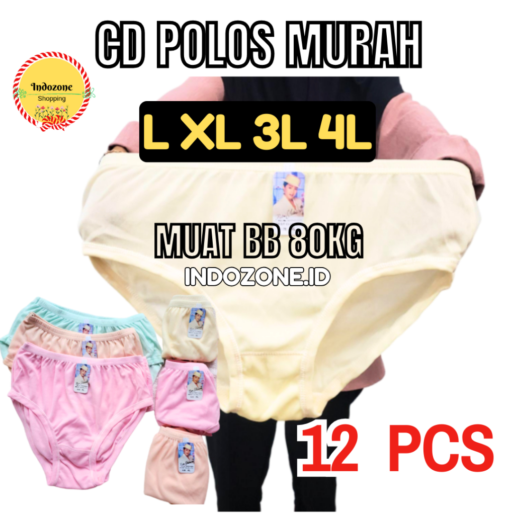 12 PCS CD Celana Dalam  Wanita Cewek Dewasa Remaja Jumbo Size L XL XXL XXXL HYGET POLOS