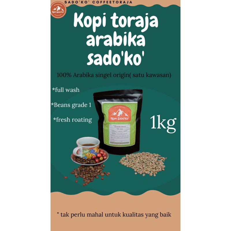 

Kopi Arabika Toraja //Sado'ko' CoffeeToraja 1kg Kopi Arabika Toraja Premium Spesial Grade 1