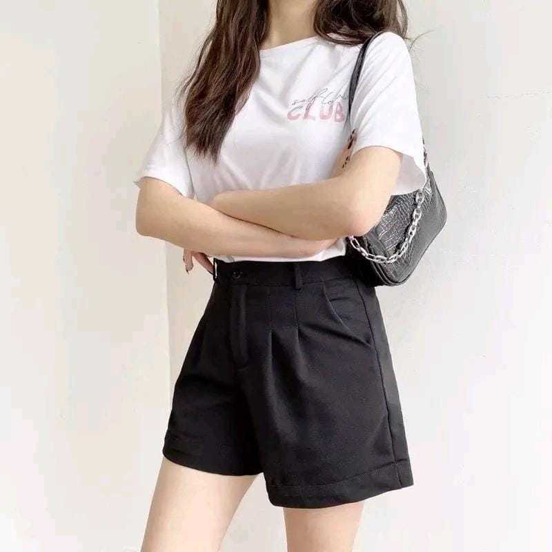 celana hotpants pendek wanita dewasa standar-jumbo bahan amerian drill  basic celana sexy Hitam