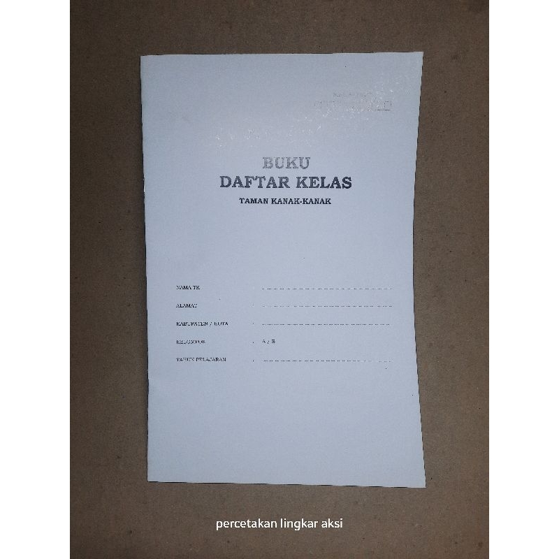 buku daftar kelas tk / buku sekolah / buku tk / buku absen