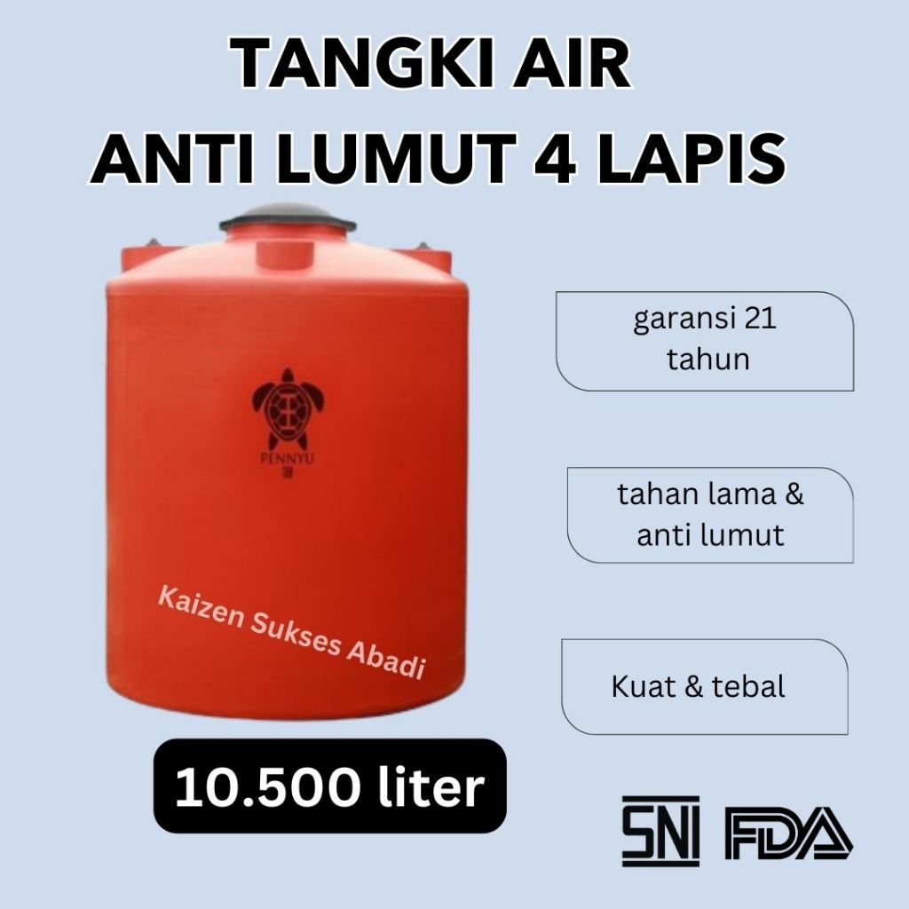 tandon toren tangki air pennyu penyu SATU 10500 10000 liter kualitas penguin termurah anti lumut fre