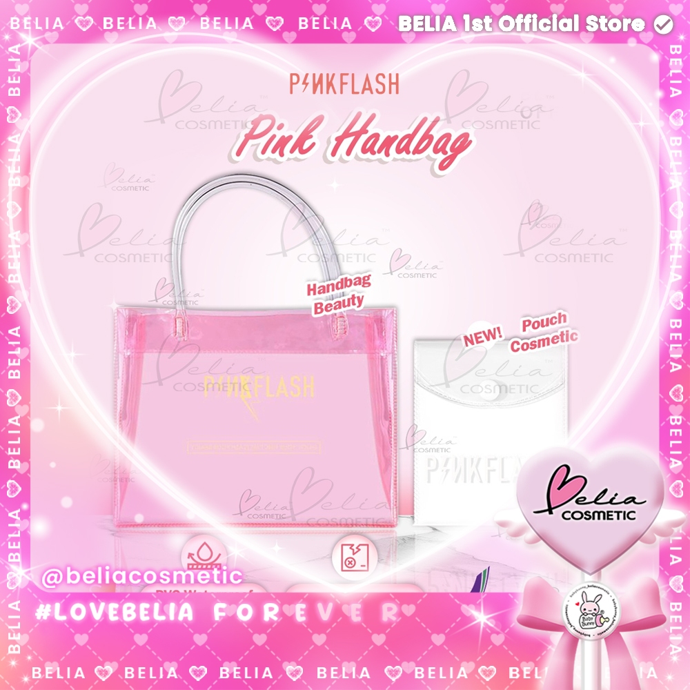 ❤ BELIA ❤ PINKFLASH PVC PINK Handbag | Waterproof PF-PVC BAG Travel Pouch | Cosmetic Pouch Bag Trans