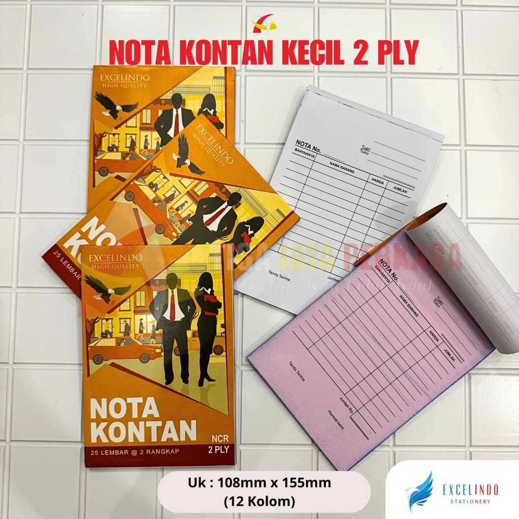 

Buku Nota Kontan 2 ply NCR UKURAN KECIL (108mm x 155mm) Excelindo Nota Merah