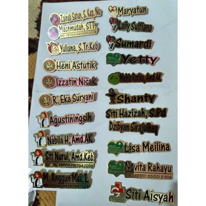 

NAMA DADA / NAME TAG CUSTOM - BERBAHAN KUNINGAN