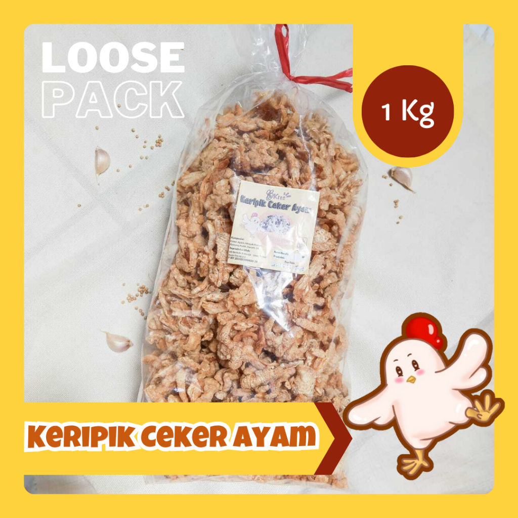 

Keripik Ceker Ayam 1 Kg Grosir Harga Hemat - Kemasan Loss Paket Reseller | B'Kres