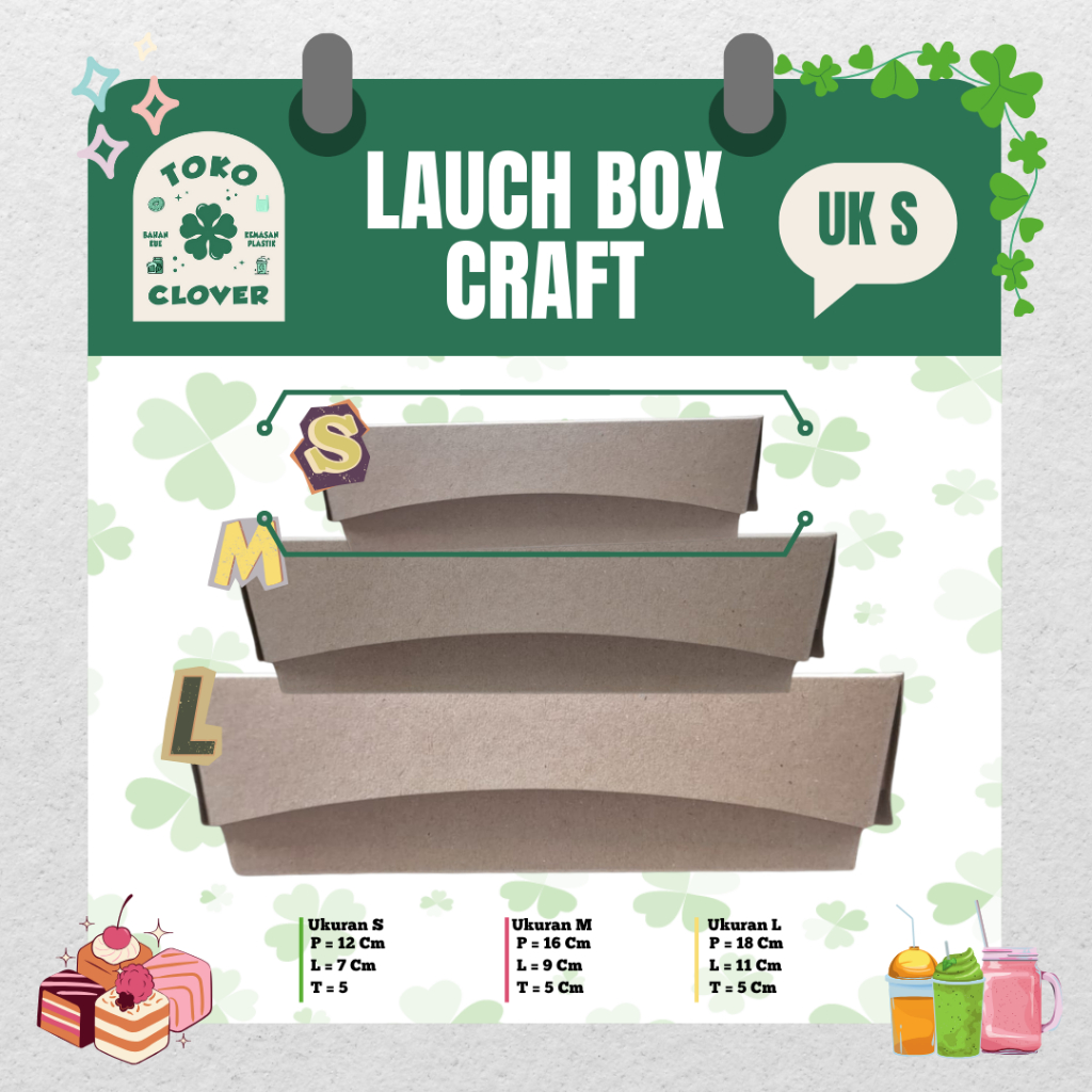 Paper Lunch Box / Lunch Box Craft Laminasi - Ukuran S