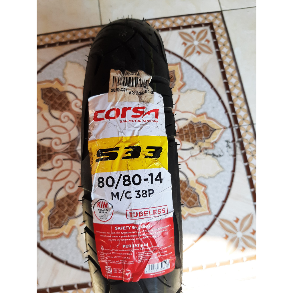 BAN LUAR MOTOR MATIC CORSA 80/80-14 TUBELESS HARGA PROMO