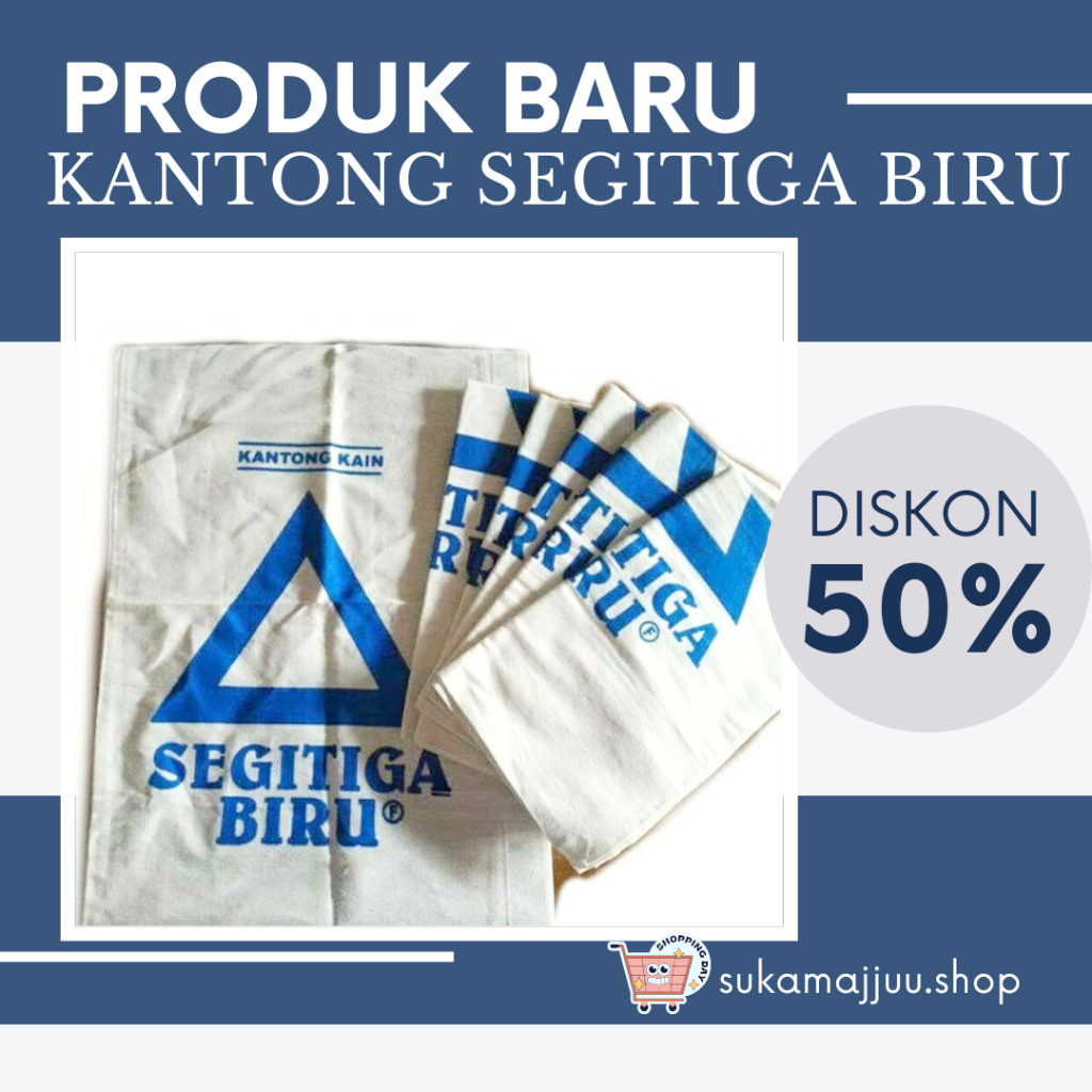 Karung Gandum Segitiga Biru||sarung sak kain|Karung kain/kandi/kantong segitiga biru serbaguna