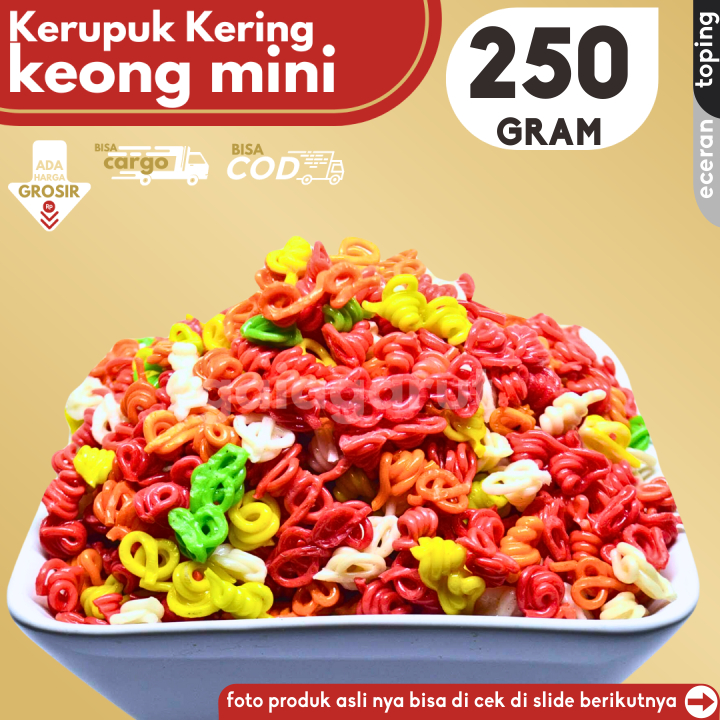 

Kerupuk Keong MINI isi 250g Bahan Seblak by GG (Bisa COD/Grosir/Kargo)