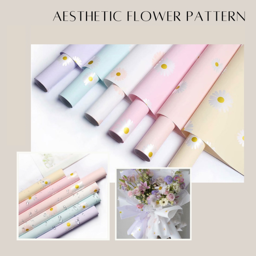 

KERTAS BUKET MOTIF BUNGA DAISY ASTER - Cellophane Little Flower - WRAPPING PAPER AESTHETIC FLOWER