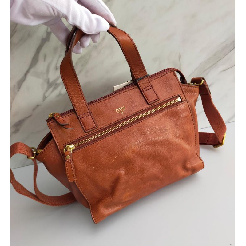 Tas Wanita FossilOriginal Tessa Satchel brown with deff