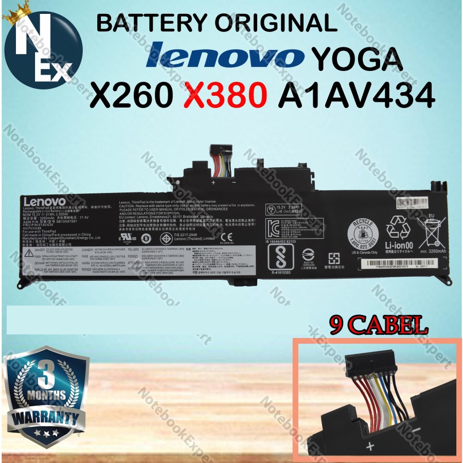 Baterai Battery Lenovo Yoga X260 X380 Thinkpad 260 370 01AV434