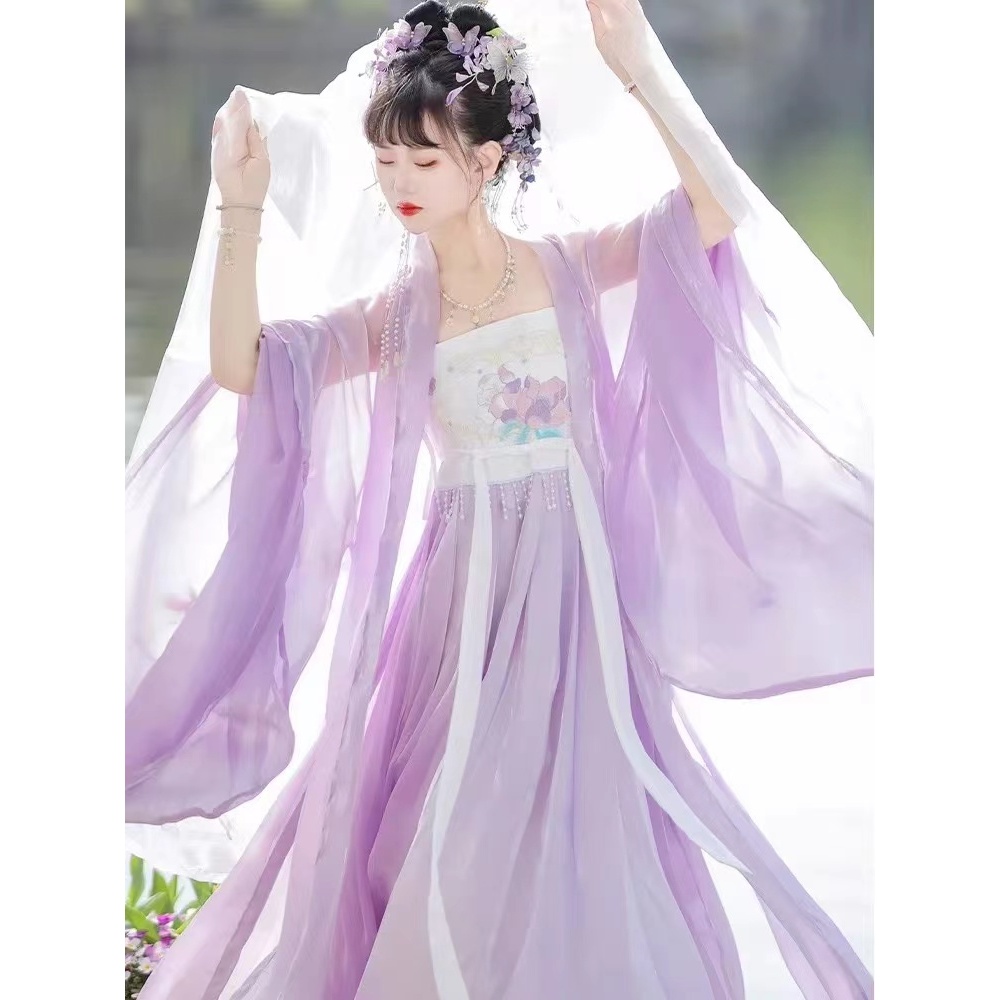 Tang style Hezi skirt original Hanfu women's Chinese style summer super fairy purple big sleeved shi