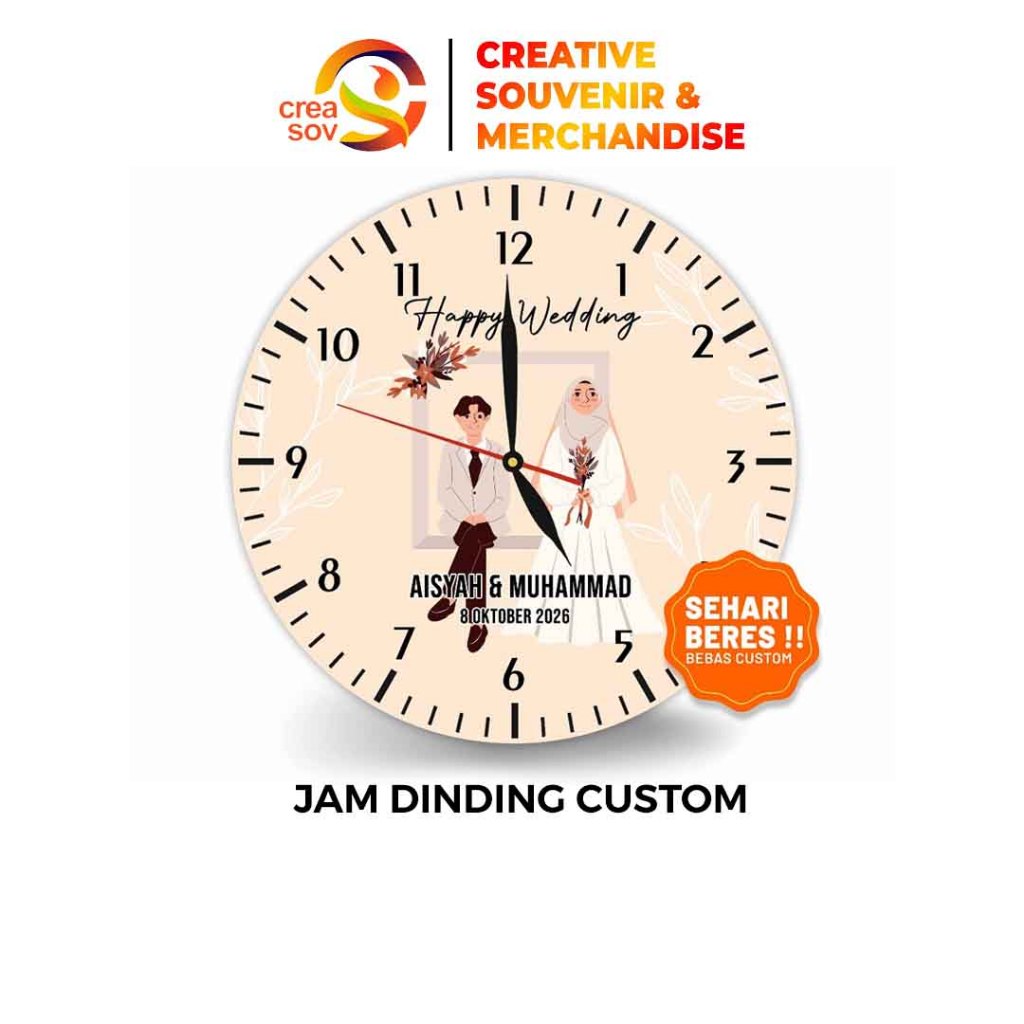 Creasov, Jam Dinding Custum Unik, Kado Wedding, Anniversary