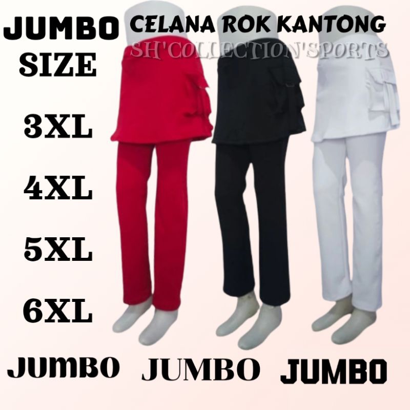 [Best seller][ JUMBO ][ 3XL 4XL 5XL 6XL ][ CELANA SENAM ROK KANTONG ]>celana senam wanita//celana ol