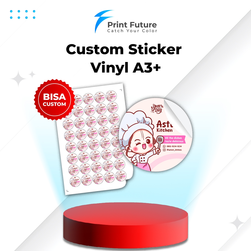 

Stiker Vinyl A3+ Cutting Kisscut Diecut Label Kemasan Makanan, Minuman, Label Produk