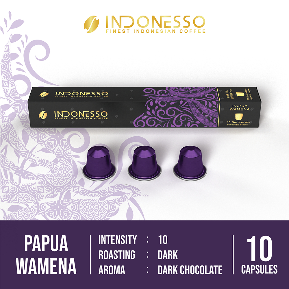 

INDONESSO Papua Wamena Coffee Capsules Compatible with Nespresso Machines / Kapsul Kopi
