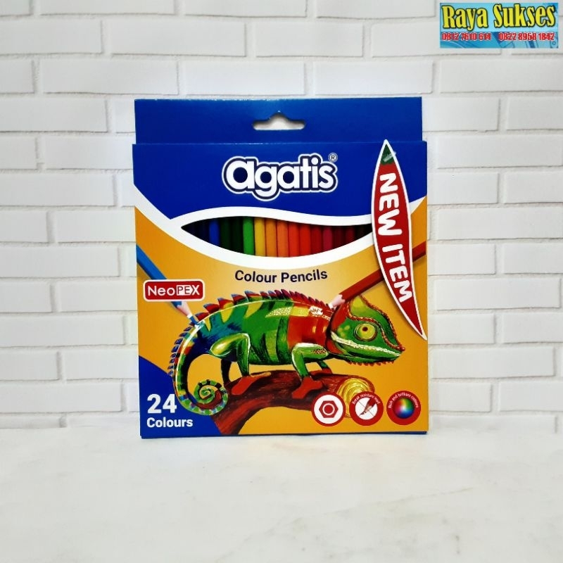 

Agatis Pensil Warna NeoPex Hexagonal 24 Warna/Pensil Mewarnai Panjang