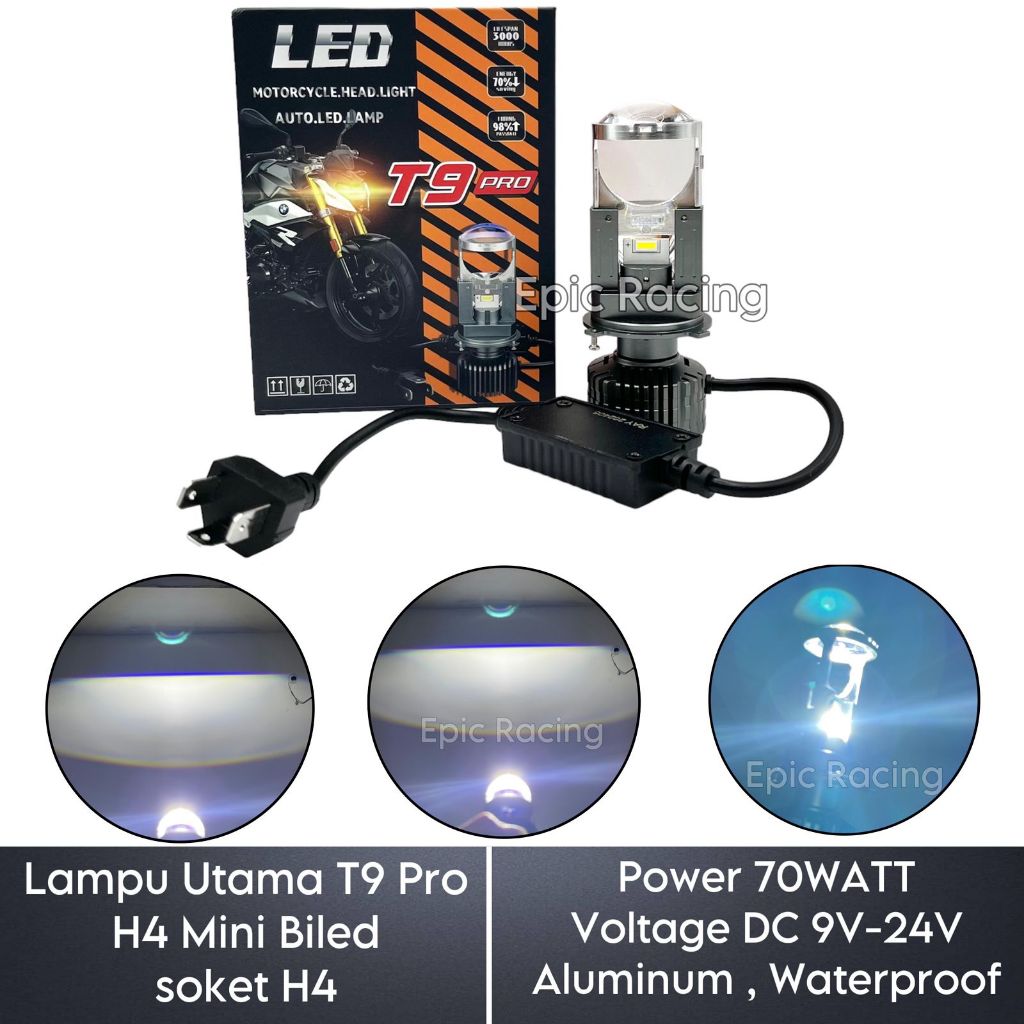 Lampu LED Mobil Motor H4 Mini Projector Projie Super Bright 70 Watt Dengan Kipas Angin