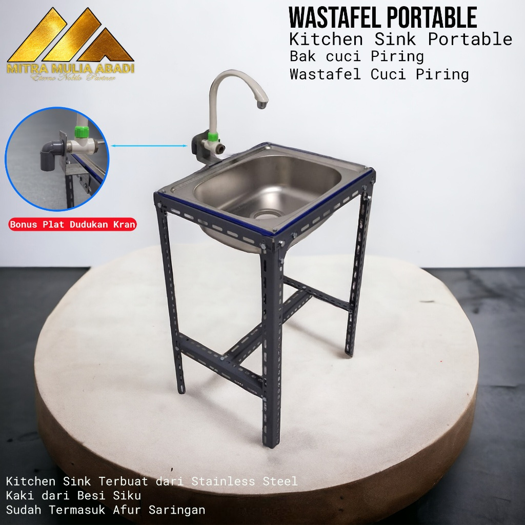 Wastafel Portable Cuci Piring - Bak Cuci Piring Portable Stainless Uk 50cm Portabel Kitchen Sink Afu