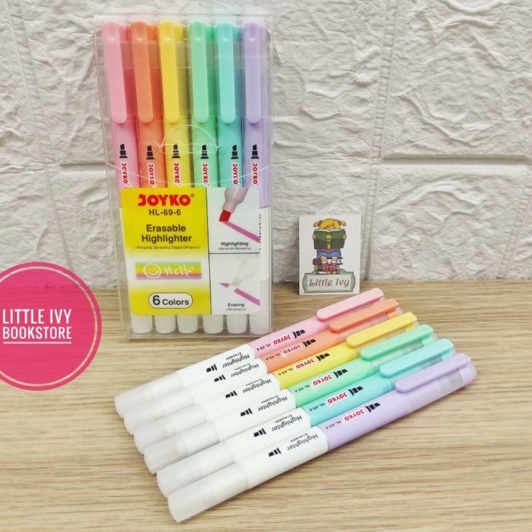 

KODE G72C Joyko Eraseable Highlighter Pastel HL696 bisa di hapus 1 set isi 6 Alat tulis kantor sekolah