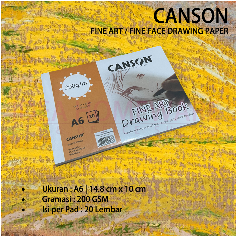 

Drawing Book Fine Art Canson Fine Face 200 gsm A6 20 Lembar Kertas Sketsa Kertas Gambar 6671200A6 - Pad