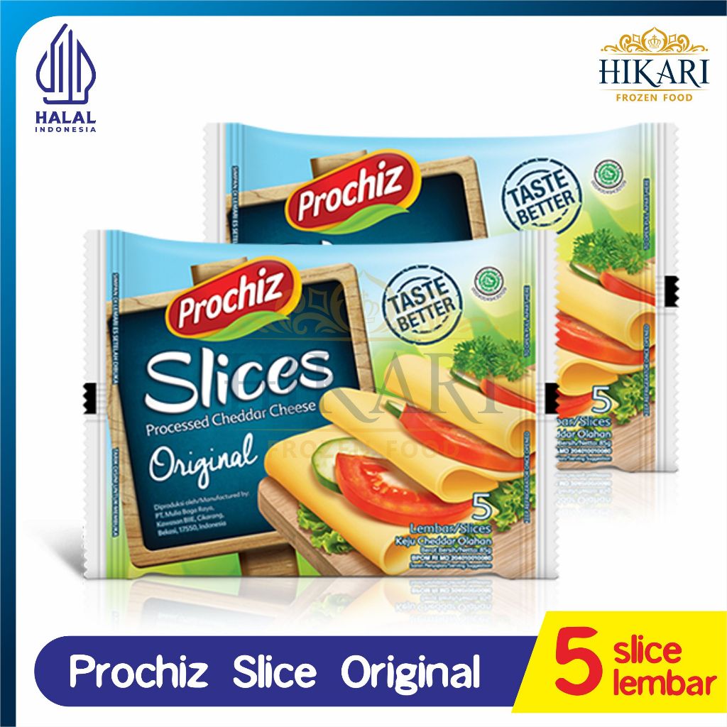 

Keju Prochiz Cheddar Original Slice Isi 5/10 - Keju Lembaran - Keju Hallal