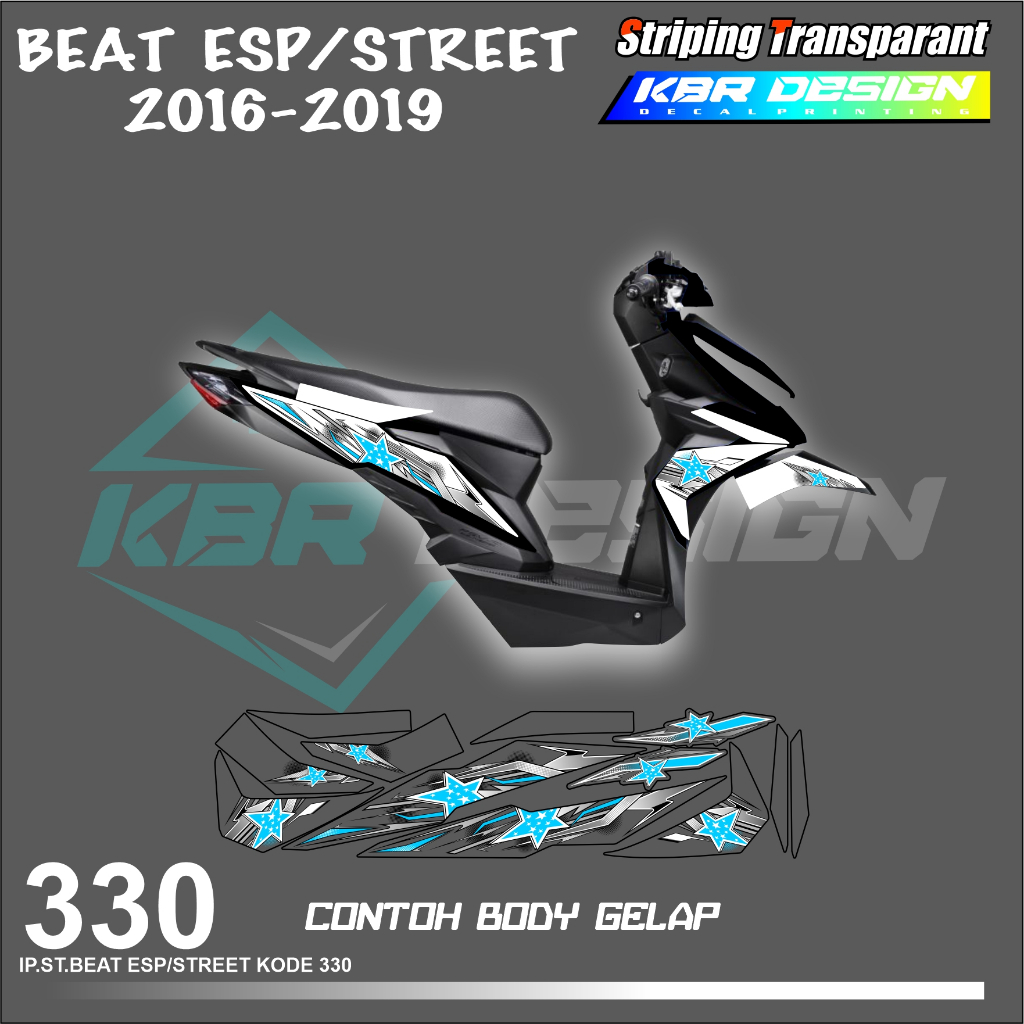 BEAT ESP/STREET 2016/2019  (COD) STIKER STRIPING MOTOR HONDA BEAT ESP/STREET  HOLOGRAM DAN TRANSPARA