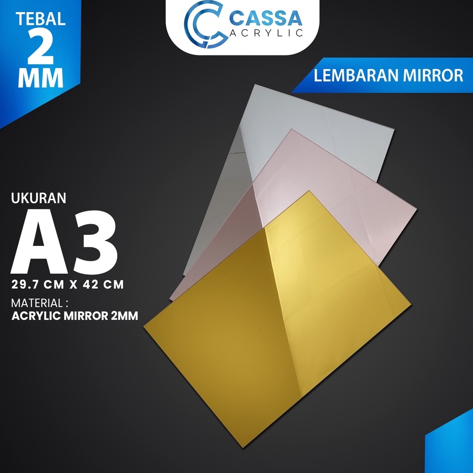 

KODE A23R Akrilik Lembaran Mirror A3 2mm Acrylic Sheet Gold Silver Rose Gold Lembaran Akrilik Kaca