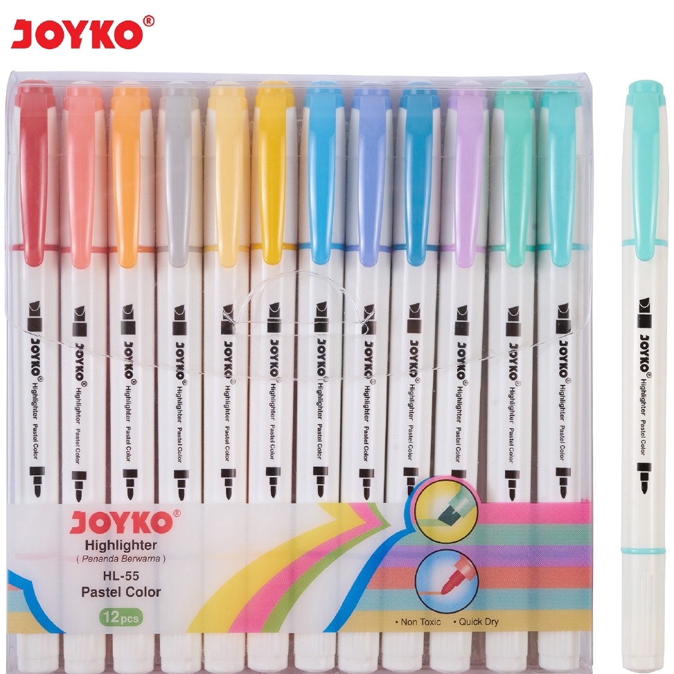 

KODE O73G Highlighter Penanda Joyko HL55 1 Set 12 Pcs 12 Warna