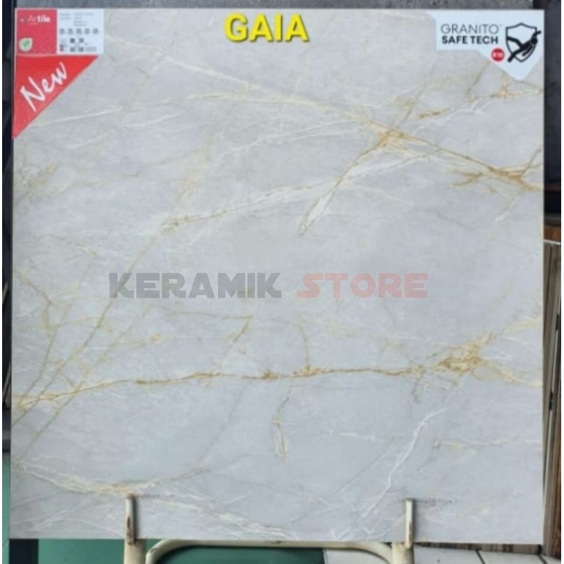 granit artile 60x60 matt putih corak emas sanctuary gaia