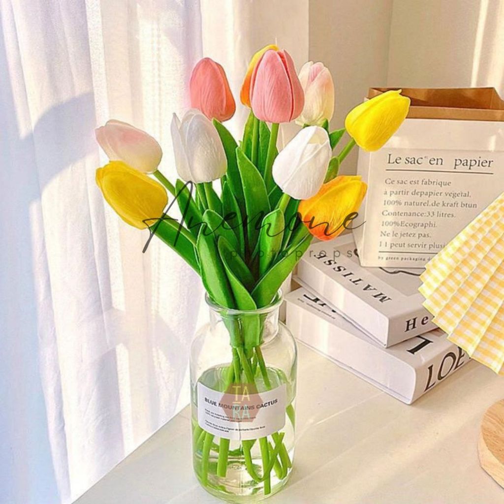 BUNGA TULIP ARTIFICIAL/ BUNGA TULIP PALSU/ AKSESORIS FOTO/ HIASAN DEKORASI