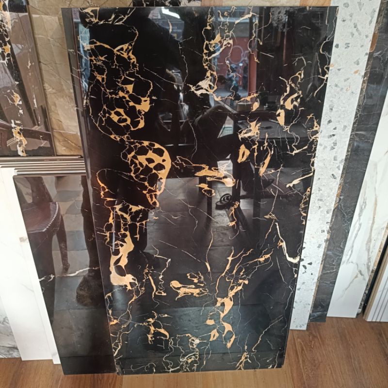 Granit 60x120 hitam motip emas gold porto citygres