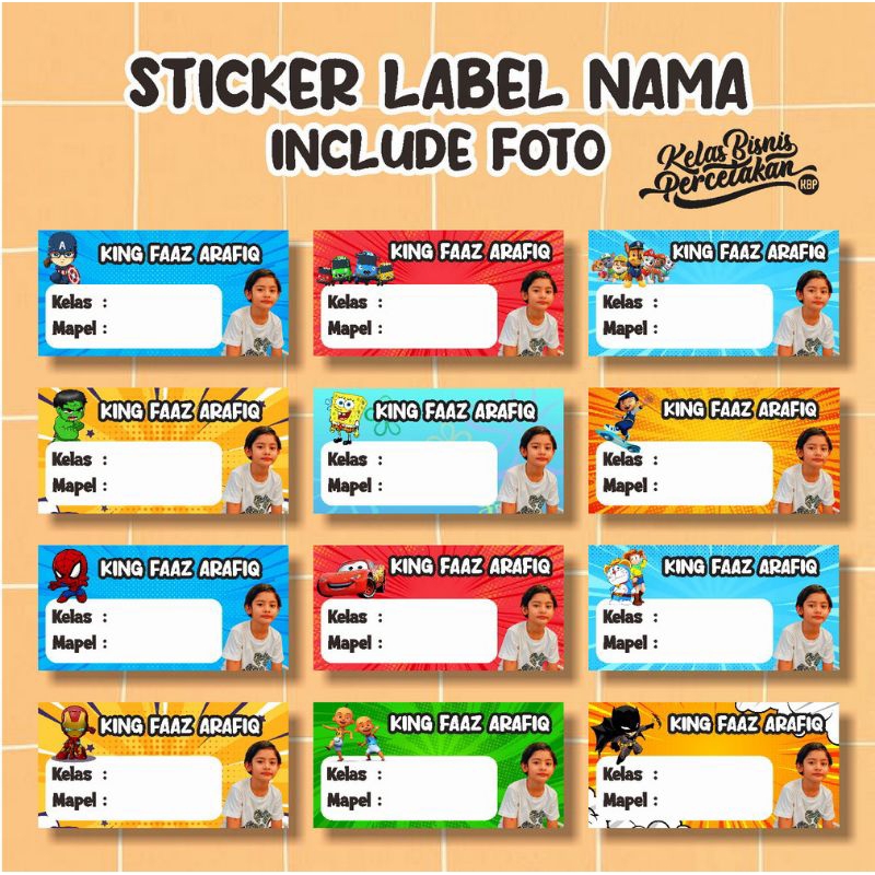 

Sticker Nama Buku Tulis Custom Free Pasang Foto