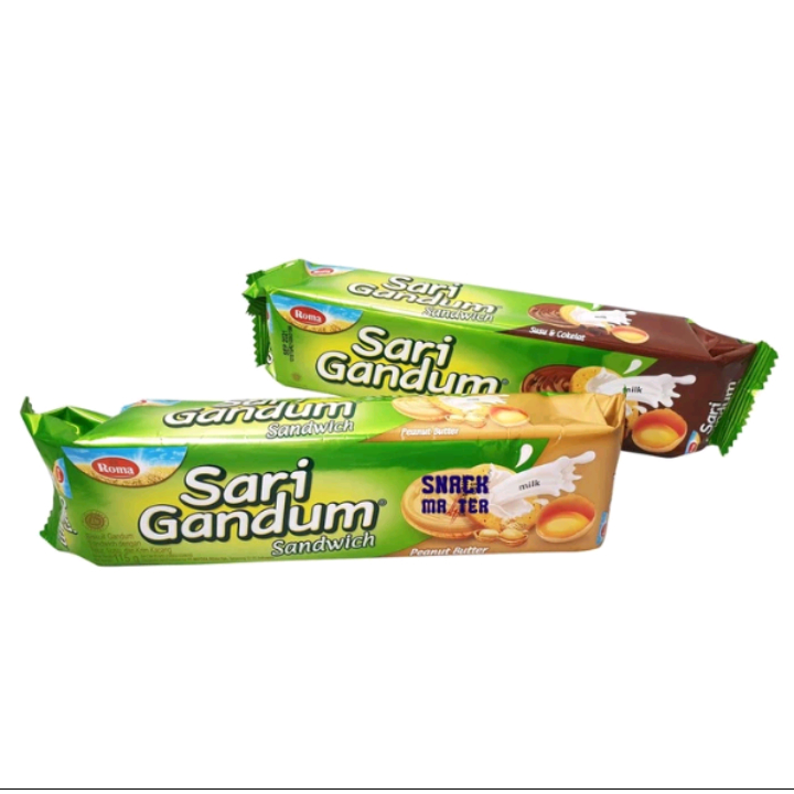 

roma sari gandum sandwich 108gr susu coklat peanut butter