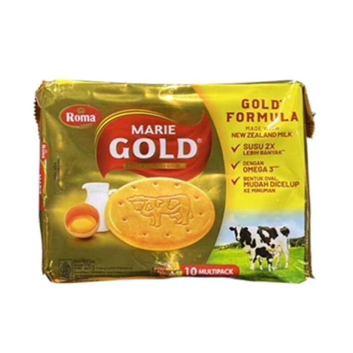 

roma biskuit marie gold new zeland milk isi 10pcs x22gr