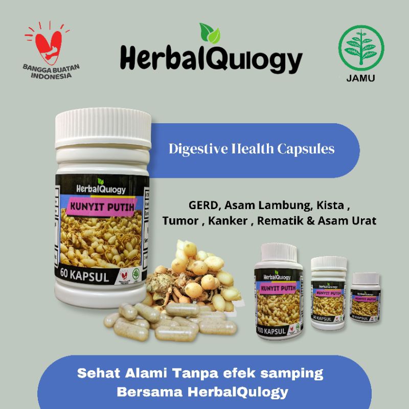 HerbalQulogy - KUNYIT PUTIH Isi 60 & 100 Kapsul Murni Alami 100% Asli tunggal Original 30 kapsul tem