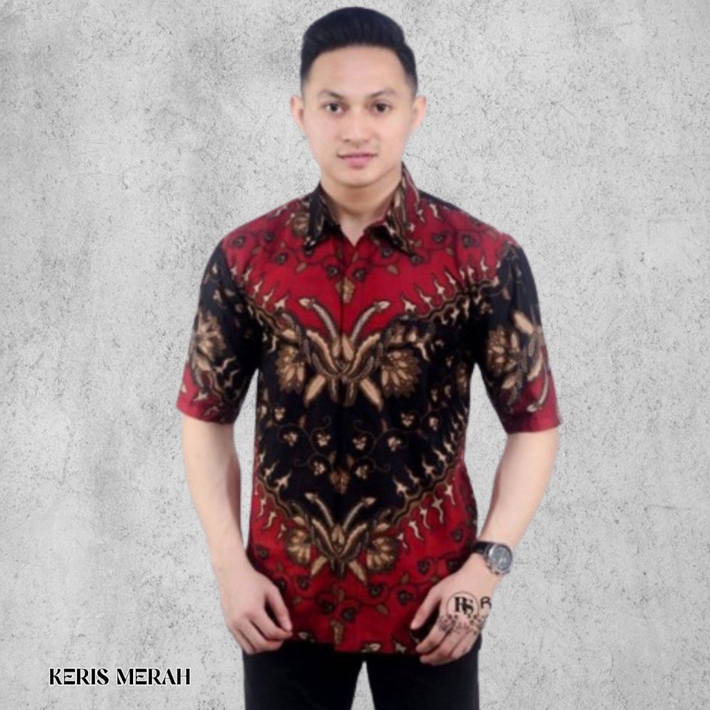 Keris Kemeja Pendek Baju Batik Pria Lengan Pendek Batik Pria Premium Seragam Batik Kantoran