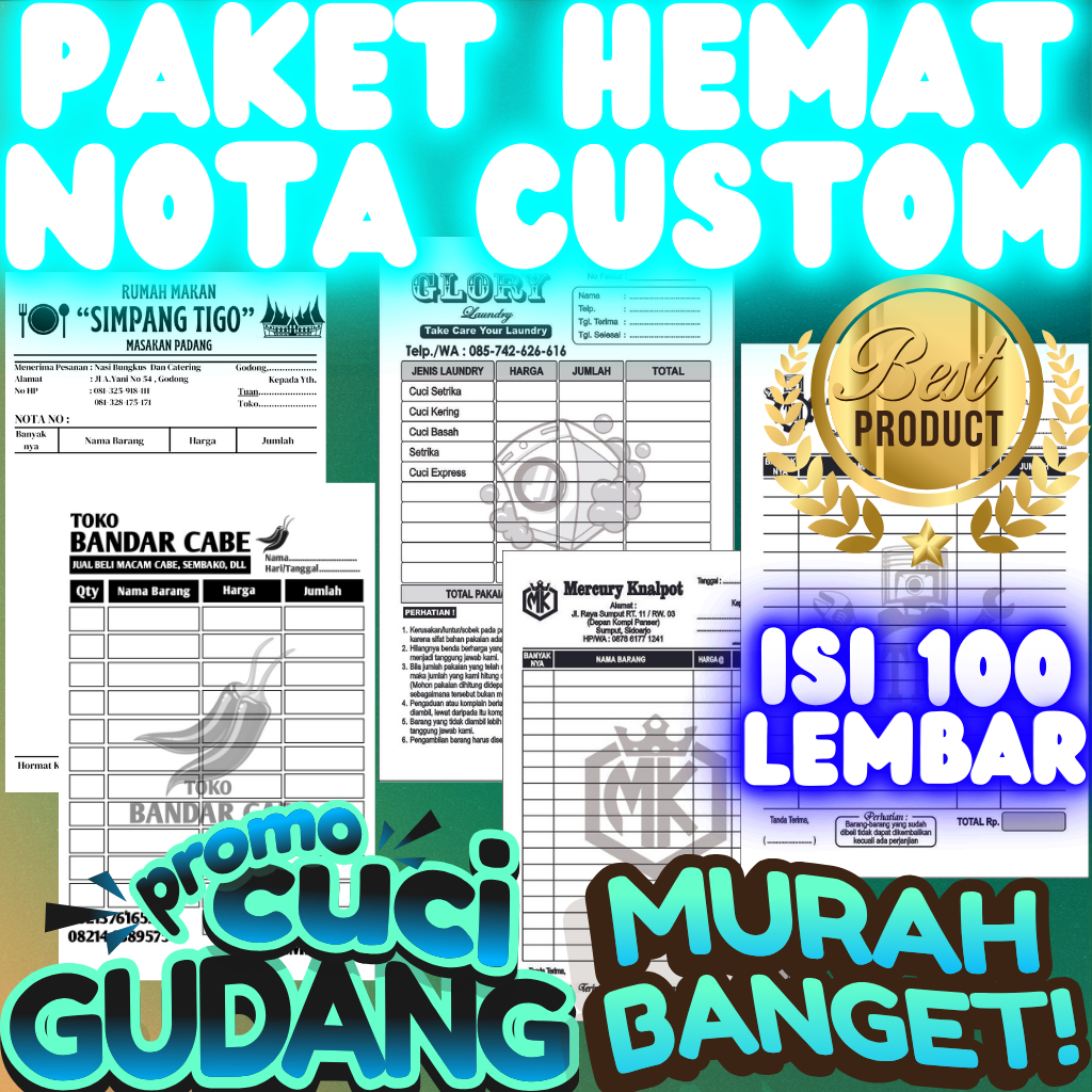 

Paket Hemat Nota Custom 2 Ply Termurah Gratis Desaign Isi 100 Lembar Per-Buku