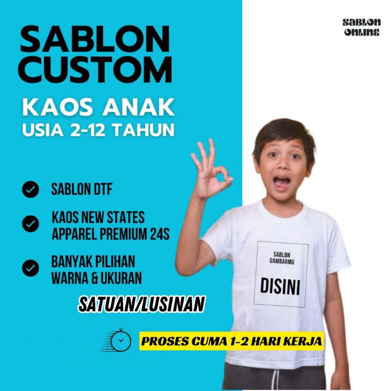Sablon Custom Kaos Anak Satuan NSA Premium