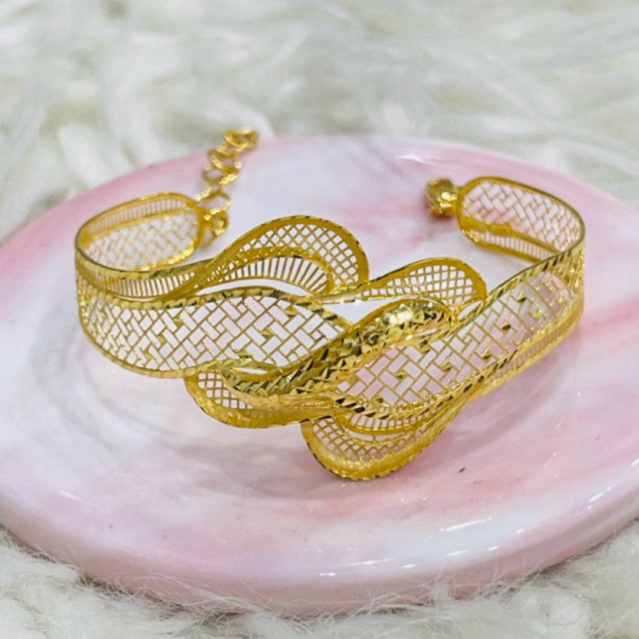 gelang kerawang ulir elegant mewah murah emas asli kadar 700