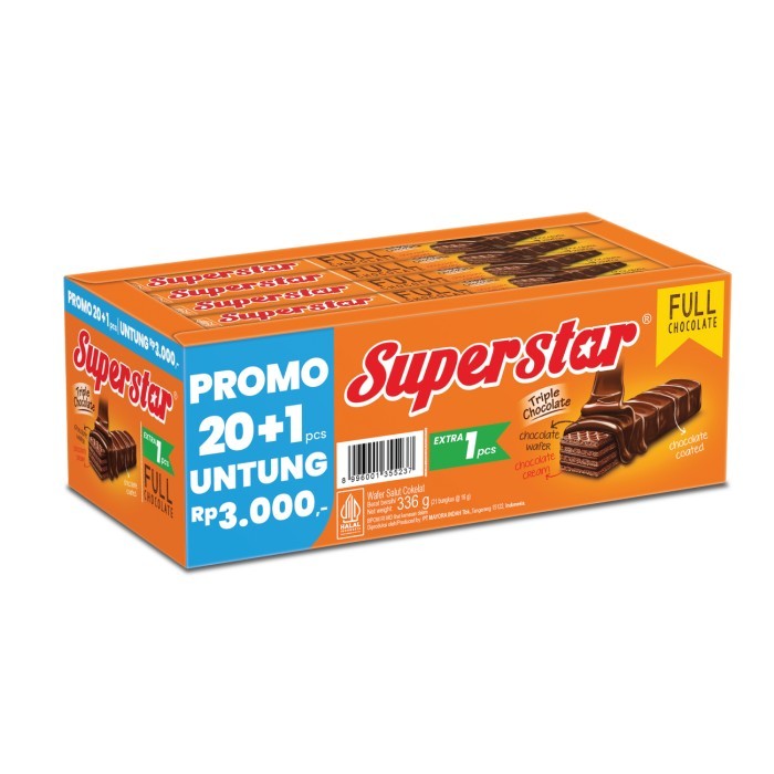 

Superstar Wafer Triple Chocolate per Box isi 20pcs @336gram [GOJEK/GRAB]