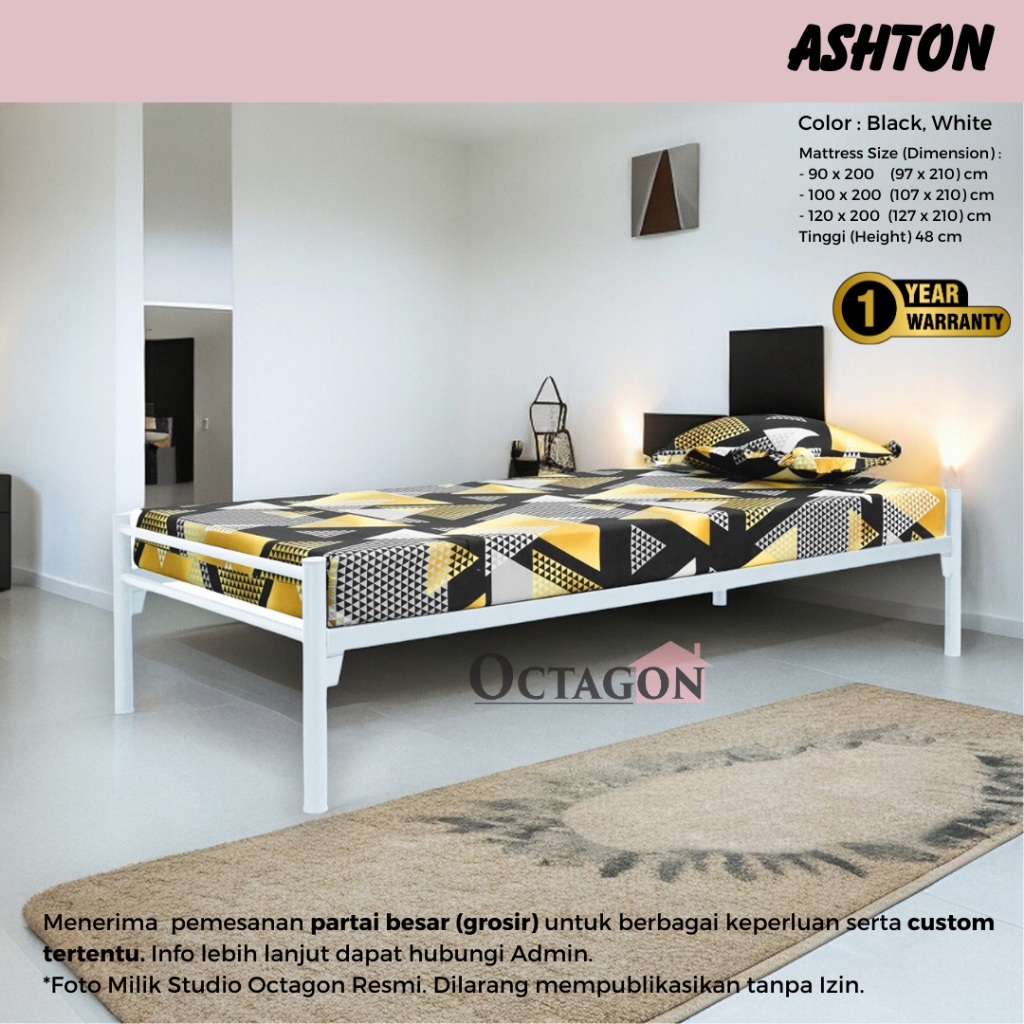 Ranjang Dipan Besi Single Bed Minimalis Ashton