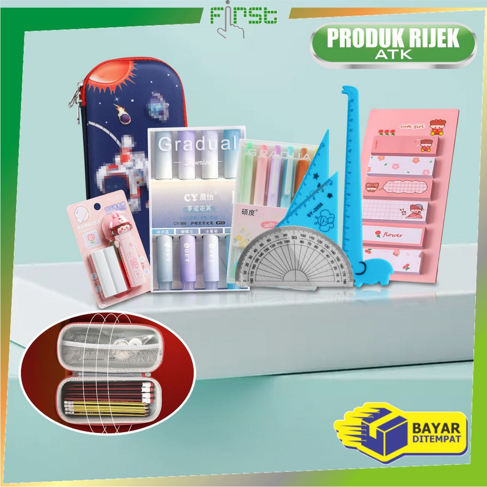 

FH-Barang Rijek Alat Tulis Kantor Stationary Perlengkapan Sekolah Anak / Kotak Pensil / Pena / Penghapus / Crayon Sticky Note