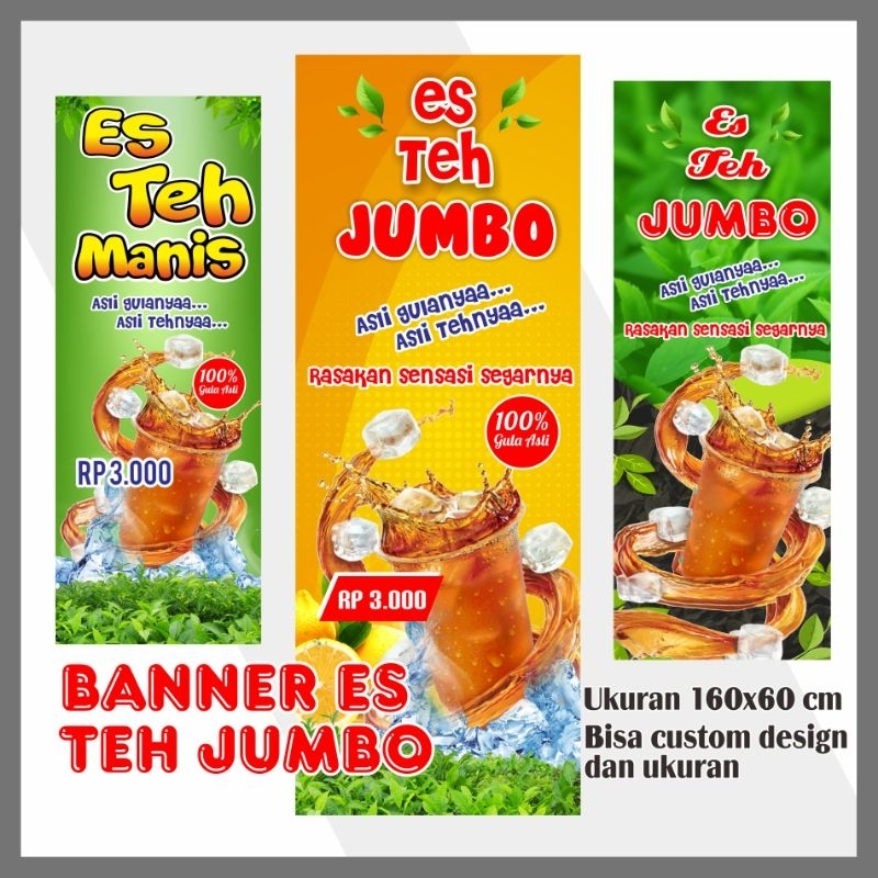 BANNER SPANDUK ES TEH JUMBO 3000 160X60cm / SPANDUK ES TEH JUMBO